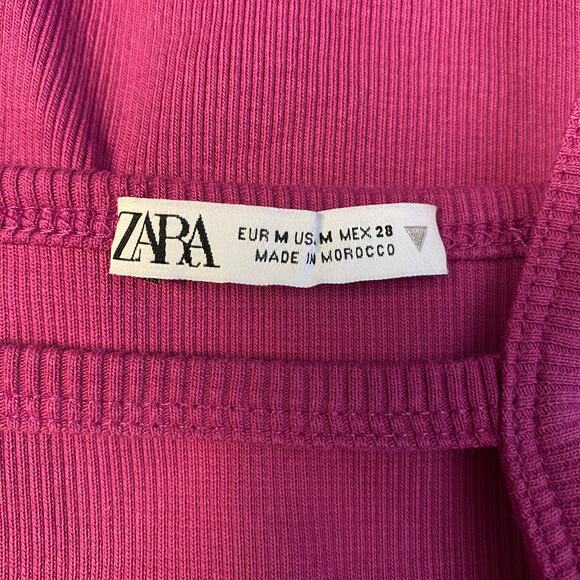 Zara Cropped Cut Out Tank Top Womens Size M Fuchsia Pink - Picture 2 of 5